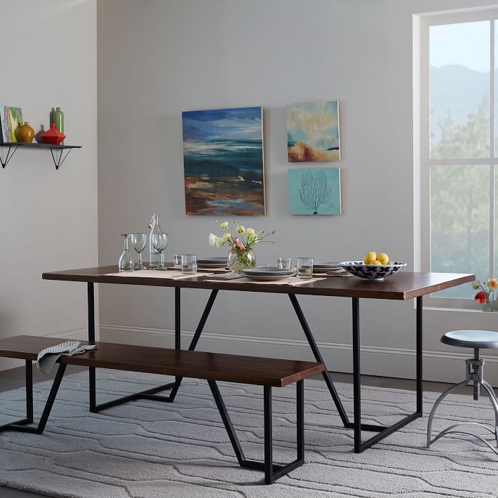 Long Narrow Dining Table and Bench