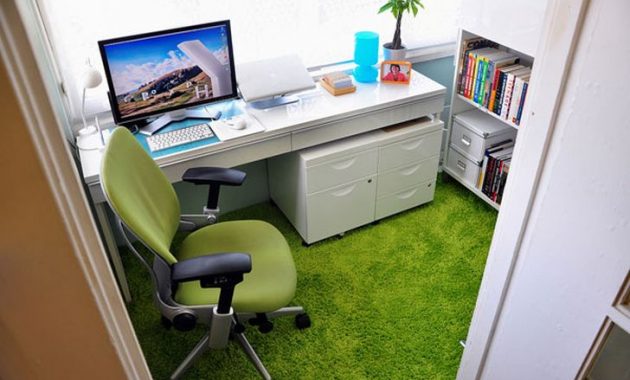 Beautiful Small Home Office with Green Carpet