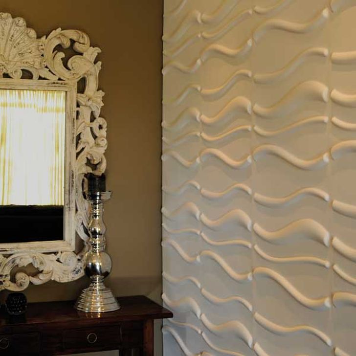 3d Decorative Wall Panels 3d Sands Wall Panels in the Living Room with White Framed Mirror