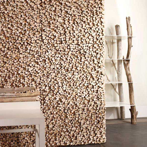 30 Wood Walls Inspirations Decorative Walls of Wood made from Stacks of Small Woods