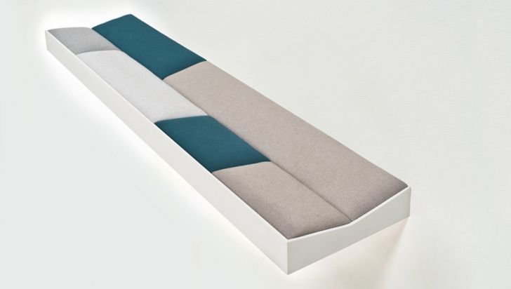 SNUG Shelf with Soft Cushions Long Narrow White Wooden Framed SNUG Shelf with Soft Cushions