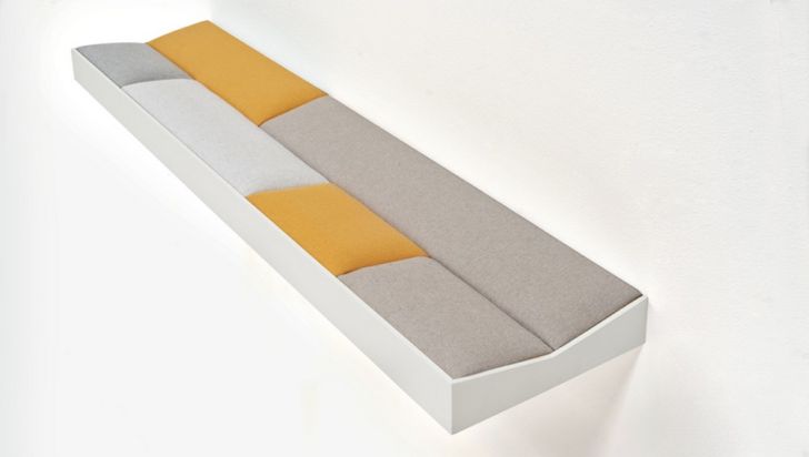 SNUG Shelf with Soft Cushions Long Narrow White Wooden Framed  with Soft Cushions SNUG Shelf