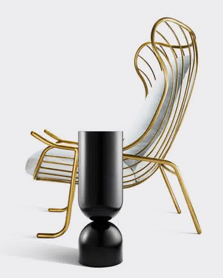 gold arpa chair lacquered steel