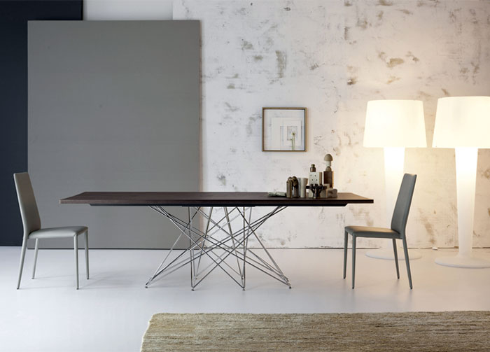 Bonaldo Table Concept Elegant Wooden Table Concept Combines with Steel also Decorative Items and Contemporary Floor Lamp