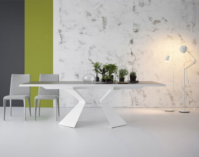 Bonaldo Table Concept Prora Fixed Table Design Designed by Mauro Lipparini with Bonsai Accessoried