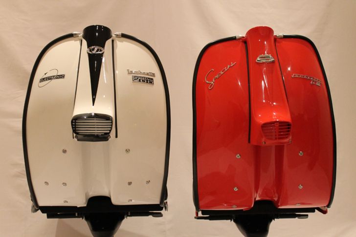 Lambretta ChairWhite and Red Lambreta Scooter Chair Side by Side