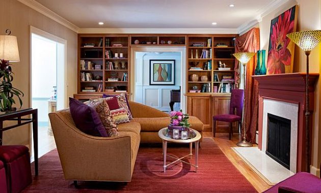 stunning-vibrant-living-room-with-wooden-bookshelf-and-oak-wood-frame-fireplace-standing-floor-lamp