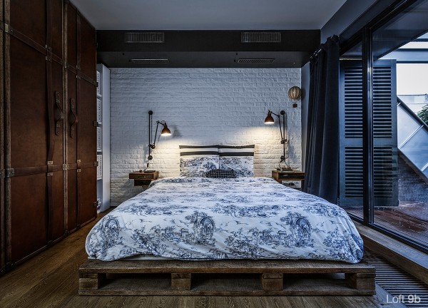 attic-apartment-with-custom-furniture-vintage-pallet-bed-wooden-floor-elegant-hanging-lamps