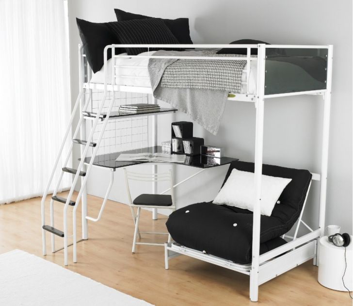 Amazing Bunk Beds for Teen Design with White Futton and White Stainless Frame