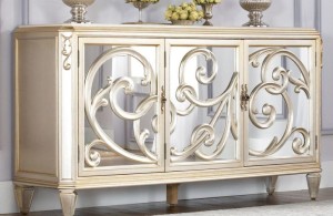 American Drew Couture Buffet Jessica McClintock with Decorative Carved Glass Door