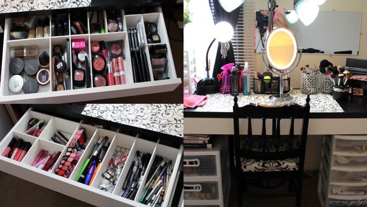 Charming and Lovely Black IKEA Makeup Organizer with Drawer and Storage