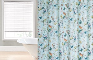 Cynthia Rowley Shower Curtain with Regal Home Collections and Botanical Bird Print Fabric Shower Curtain
