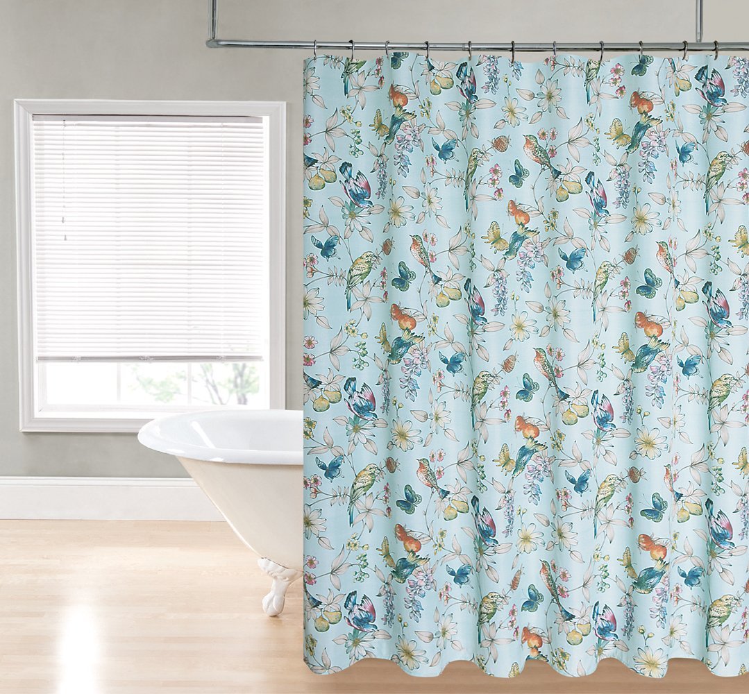 Cynthia Rowley Shower Curtain with Regal Home Collections and Botanical Bird Print Fabric Shower Curtain