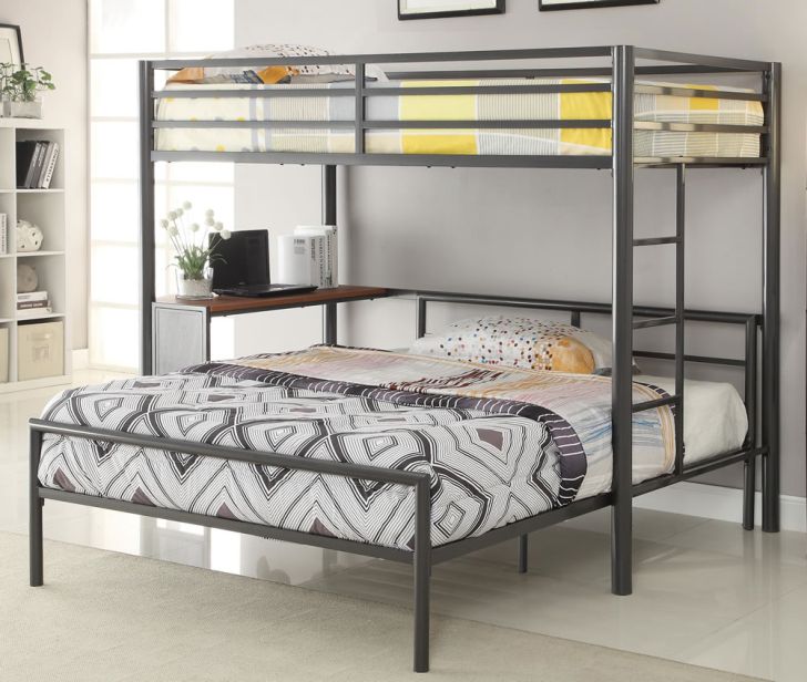 Slim Full Metal Over Twin Bunk Bed With Stair Homes Furniture Ideas