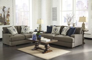decorative living room furniture set for sale with grey sofa plus cushion and wooden table
