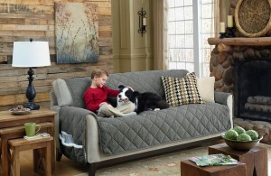dog couch cover with straps and protecting from dust and dog hair