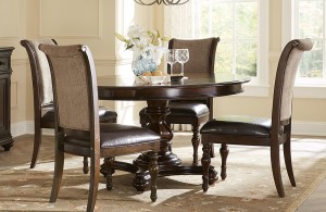 elegant classic dining table furniture sets with oval table shape and artistic hanging lamp