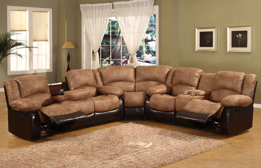 perfect living room with luxurious beige microfiber sectional couch and comfort rugs