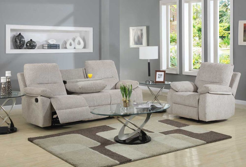 simple living room interior design with recliner chair which adjustable seats and modern oval coffee table