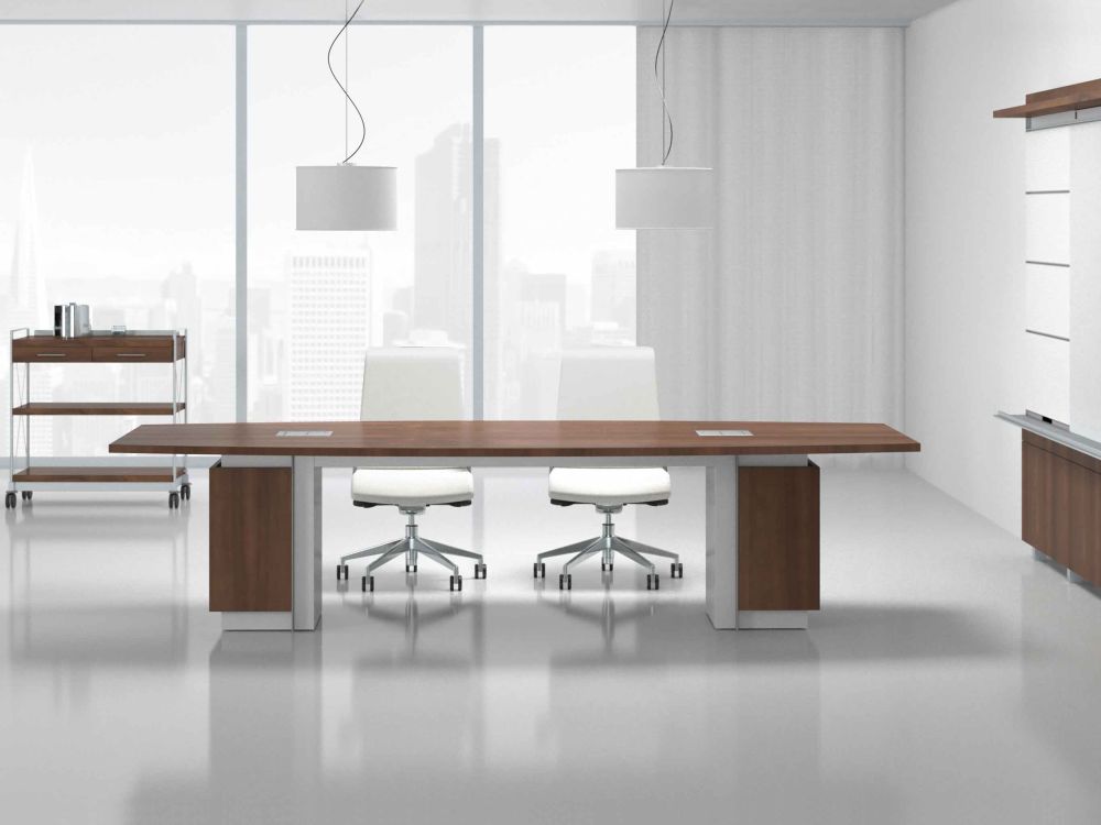 small conference table with brown and white colors ideal for small meeting