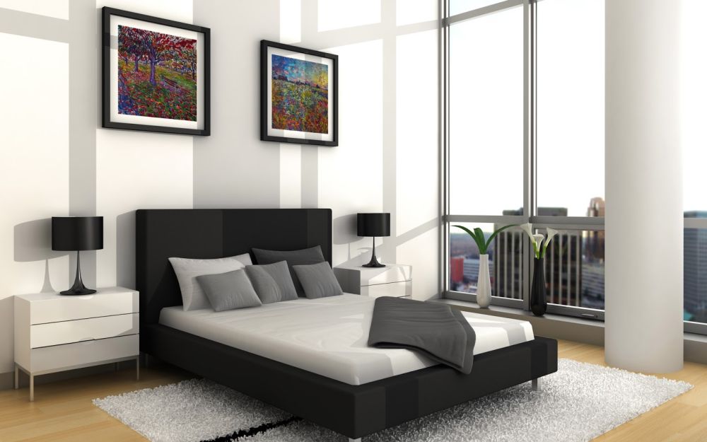 modern bedroom design with white bedside tables plus black bed lamp outstanding side tables for bedroom design