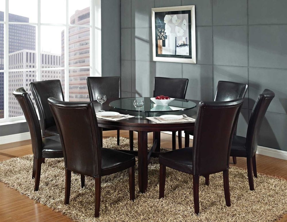 oversized round table with glass top and dark brown wooden frame plus rectangle beige shag rug having round dining room tables for 6 and 8 describing your uninterrupted relationship