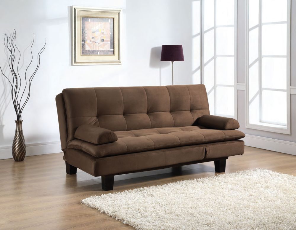 brown sofa bed with simple armrests and tuft pattern on the backrest sofa beds nyc to make your days even more enjoyable