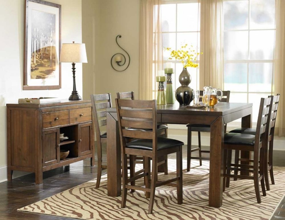 custom beige dining nook for 6 with dark brown wooden table in square shaped maintaining the integrity of the family with solid wood dining room sets