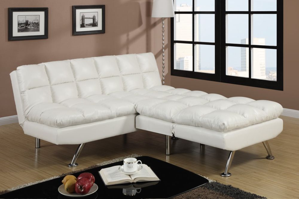 elegant white leather sofa beds with extensive rectangle shape and tiled pads using modern twin size sofa bed ideas for surprising creative space