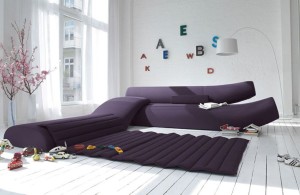 futuristic white living room with kid’s playroom and uncategorized purple sectional sofa with extensive stripped cover purple living room furniture coming with calming sense