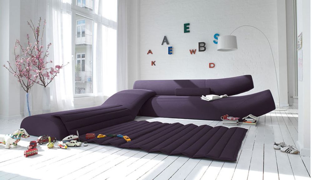 futuristic white living room with kid’s playroom and uncategorized purple sectional sofa with extensive stripped cover purple living room furniture coming with calming sense