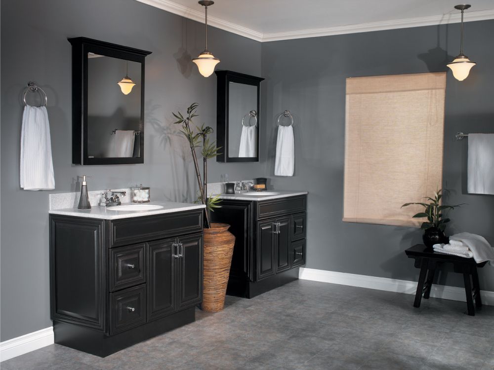 black lowes bathroom vanities linen cabinets with square mirror fill your simple bathroom with base cabinet for function and style