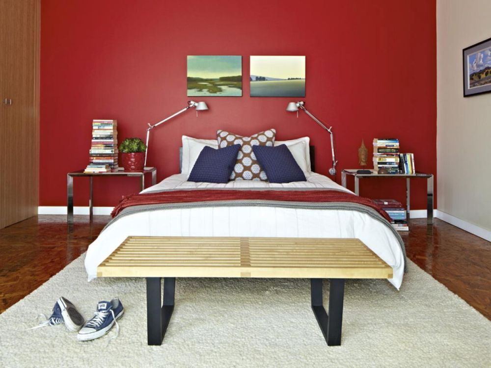 nice teenage bedroom interior with metal bedframe and red tone wall color impressive wall colors for bedrooms