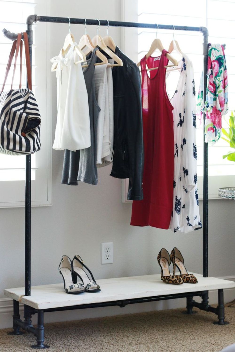 diy freestanding industrial look garment rack free standing closet wardrobe for your bedroom