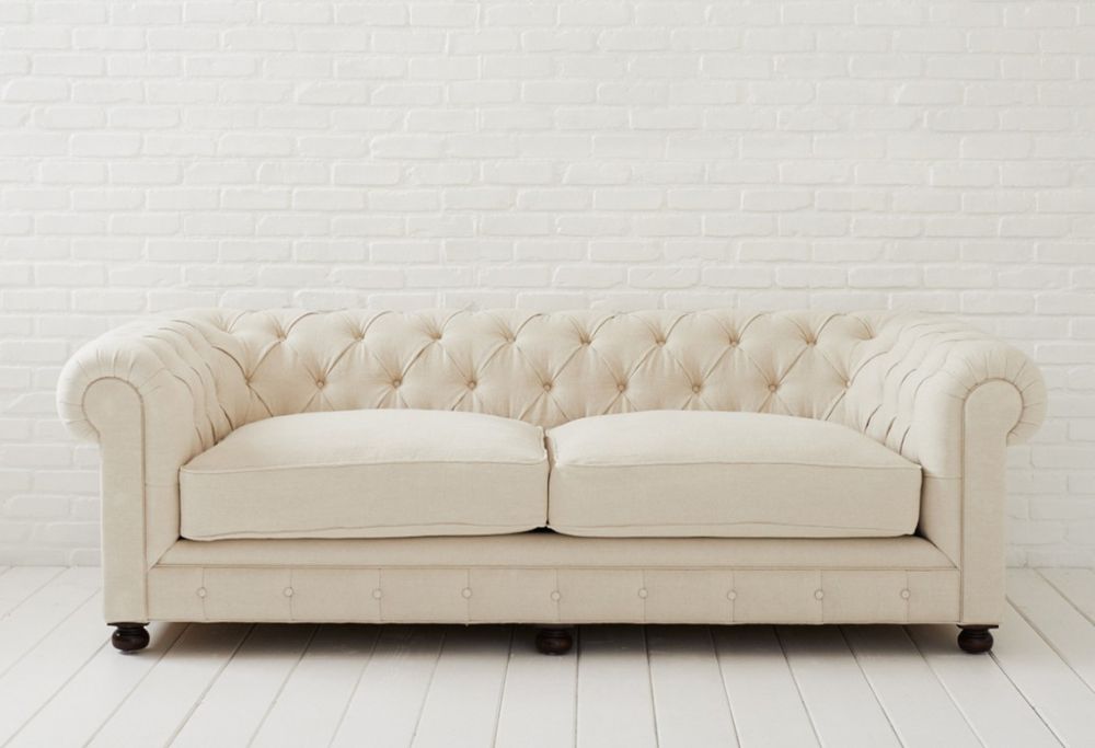chesterfield sofa in thick linen natural simply shabby chic furniture for your interior design