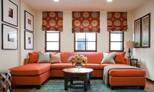Bold Orange Couch for Beautiful Living Room
