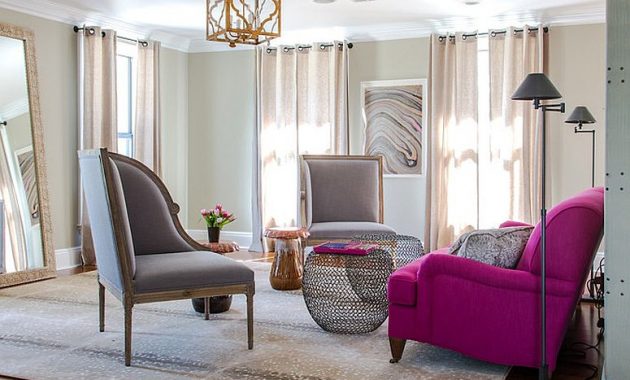 Bright Fuchsia Sofa for Gray Living Room
