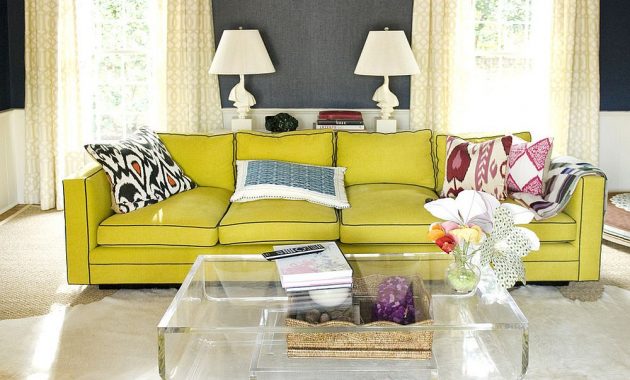 Bright Yellow Sofa with Neutral Living Room Style