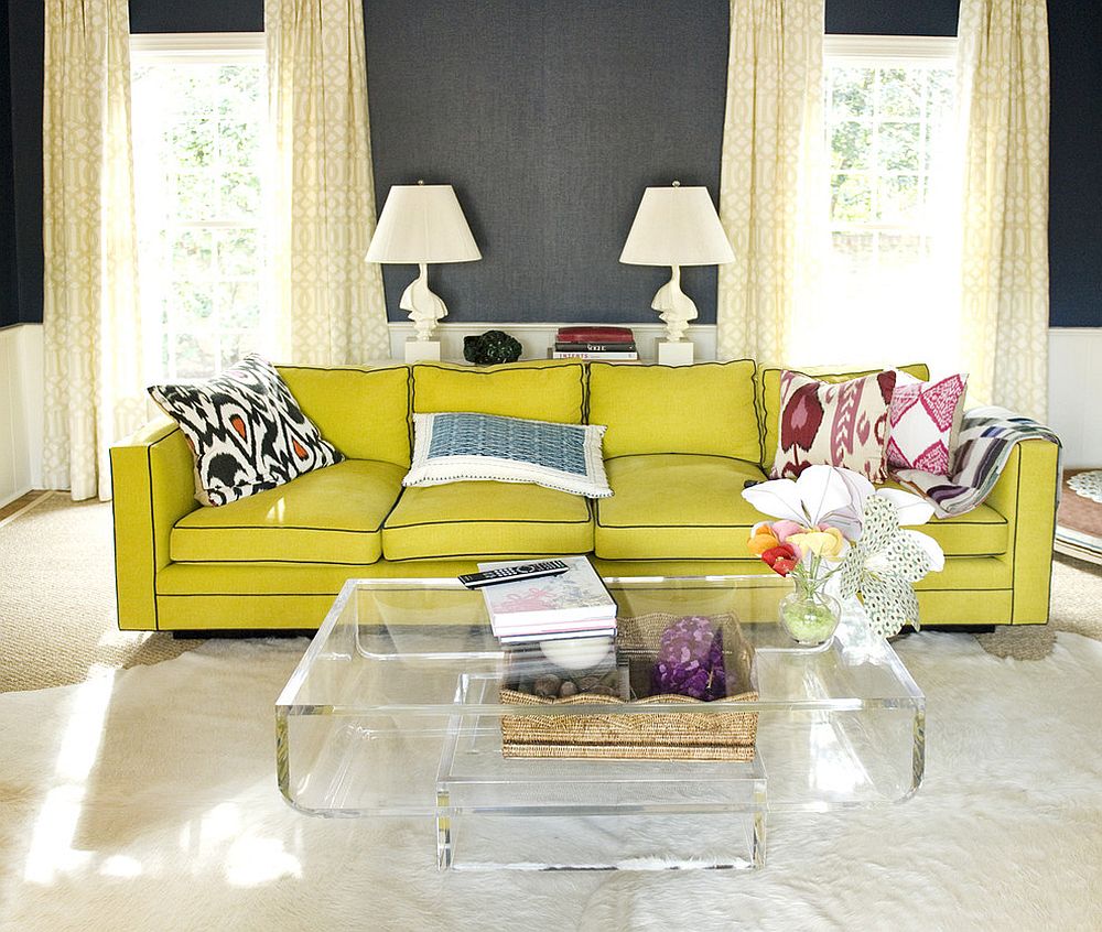 bright yellow sofa with neutral living room style vibrant mode: 25 colorful sofas to refresh your living room