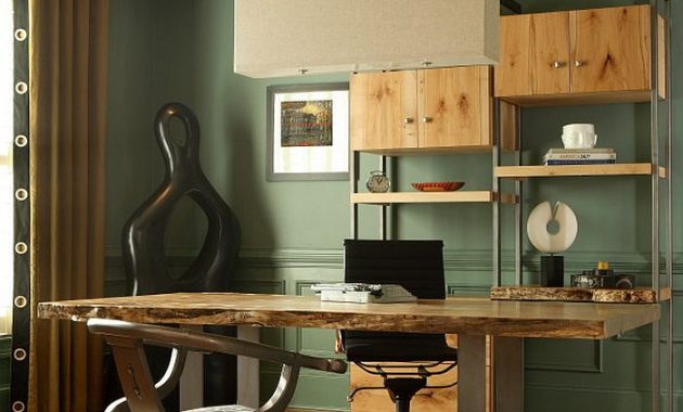 Cool Home Office with Shelving and Brilliant Desk
