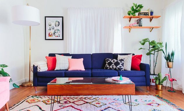 Dark Blue Sofa in Living Room Design