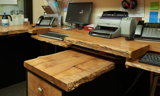 Home Office Station with Raw and Natural Wood