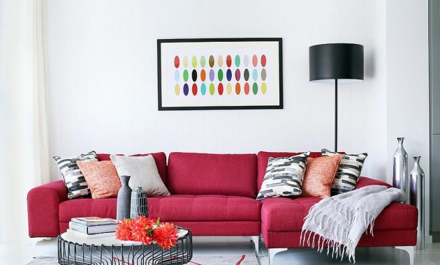 Hot Dark Red Sofa for White Living Room