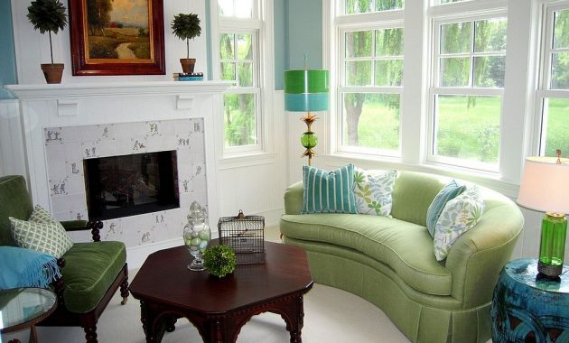 Living Room Sofa in Light Lime Green