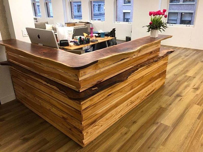 natural wood and live edge finish custom reception desk for home office natural enchantment - celebrating the charm of live-edge decoration with 25 home offices