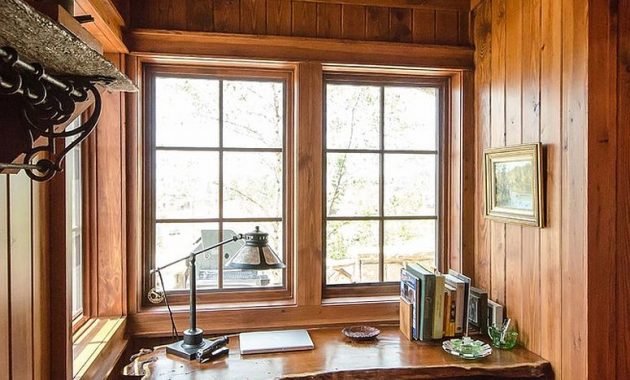 Rustic Home Office Design with Live Edge Work Desk and Chair