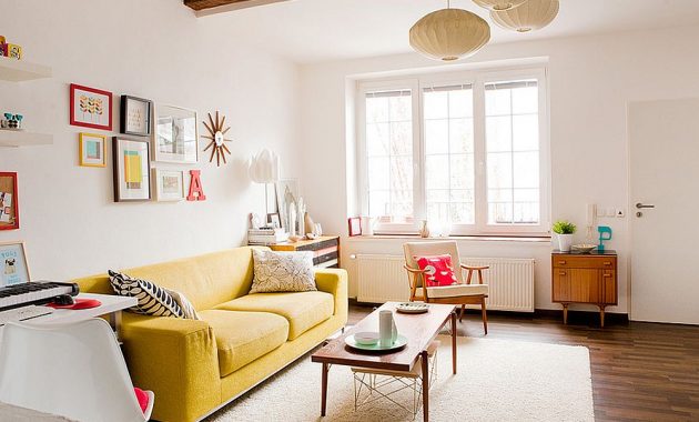 Yellow Couch for Scandinavian Style Living Room